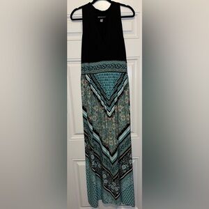 Dress Barn Black and Teal Maxi Dress